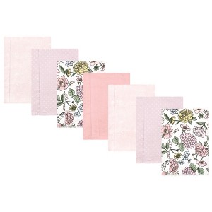 Hudson Baby Infant Girl Cotton Flannel Burp Cloths, Vintage Blossom 7 Pack, One Size - 1 of 4