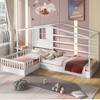 Twin Size Wood House Bed with Fence and Slatted Frame - 2 of 4