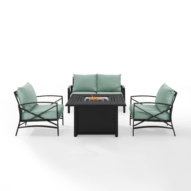 Kaplan 4pc Outdoor Conversation Set with Dante Fire Table - Mist - Crosley, 3 of 17