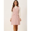 INSPIRE CHIC Women's V Neck Button Front Pockets Vintage Sleeveless Plaid Tweed Pinafore Dress - 3 of 4