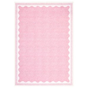 Indoor Modern Washable Area Rugs with Scalloped Print, Ultra Thin Non Slip Throw Carpet for Bedroom Living Room - 1 of 4