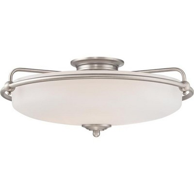 Antique Nickel 21" Round Glass Flush Mount Ceiling Light