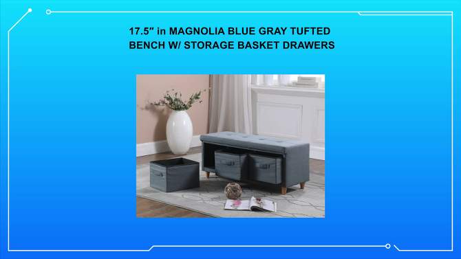 Tufted Bench with Basket Drawers - Ore International, 2 of 6, play video