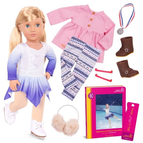 American Girl Doll Skateboard Outfit Set Pink Green Shorts