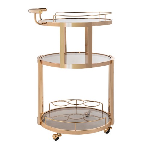 gold round bar cart