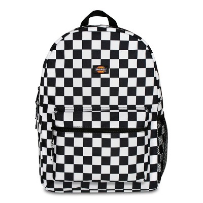 black and white checkered bookbag