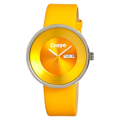 Women's Crayo Button Watch with Day and Date Display - Yellow