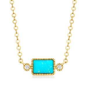 Pure Collection by Ross-Simons Turquoise Necklace With Diamond Accents in 14kt Yellow Gold - 1 of 4