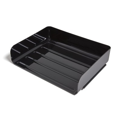 TRU RED Side Load Stackable Plastic Letter Tray Black(TR55329)