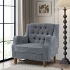 Linen Accent Chair with Tufted Back,Mid Century Modern Armchair with Solid Wood Legs,Tufted Armchair for Living Room or Bedroom-Koiai - 3 of 4
