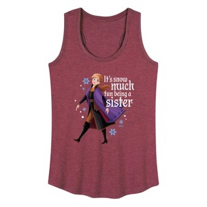 Women's - Frozen 2 - Snow Much Fun Being A Sister Anna Christmas Graphic Racerback Tank - 1 of 4