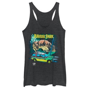 Women's Jurassic Park Car Chase Scene Racerback Tank Top - 1 of 3