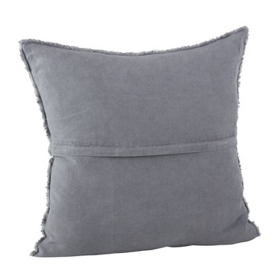 Slate 20" Square Fringed Linen Throw Pillow