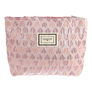 Unique Bargains Women's Zipper Love Makeup Bags and Organizers Pink - 1 of 4