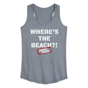 Women's - Jersey Shore - Wheres The Beach Graphic Racerback Tank - 1 of 4