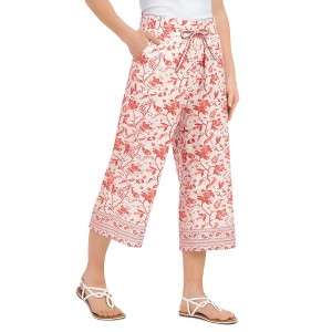 Collections Etc Border Print Drawstring Waistband Capri Pants - 1 of 4