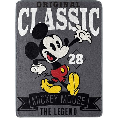 Disney Mickey Mouse Super Plush Throw The Legend 46" x 60" Blanket Grey