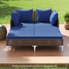 Tangkula Outdoor Rattan Double Daybed Wicker Chaise Lounge for 2 w/ Seat & Back Cushions - 2 of 4