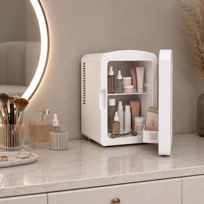 Frigidaire Gallery 9 Can Beauty Lighted Mirror Fridge Portable White