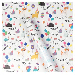 Bows And Sparkles 96"x30" Dogs Birthday Gift Wrapping Paper White - 1 of 3