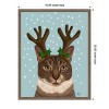 Amanti Art Calico Cat and Antlers by Fab Funky Canvas Wall Art Print Framed 16-in. W x 20-in. H. - 3 of 4