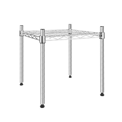 Vynxaria Chrome 1-Tier Utility Storage Shelves, Stackable Wire Metal Organizer, 15" W x 13.8" D x 15" H