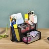 Aghana Digitals 8-Compartment Metal Mesh Desk Organizer with Drawer - Black Stationery Holder - 3 of 4