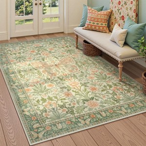 Lahome GST Morris Butterfly Full Coverage Short Pile Velvet Rectangular Indoor Area Rug - 1 of 4