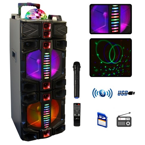 Pyle PPHP122SM 800 Watts Portable Indoor Outdoor Bluetooth Speaker System  with Rechargeable Battery and Flashing Party Lights