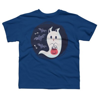 Boy's Design By Humans halloween ghost cat By ArtStyleAlice T-Shirt