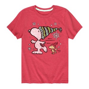 Boys' - Peanuts - Snoopy Woodstock Skate Short Sleeve Graphic T-Shirt - 1 of 4