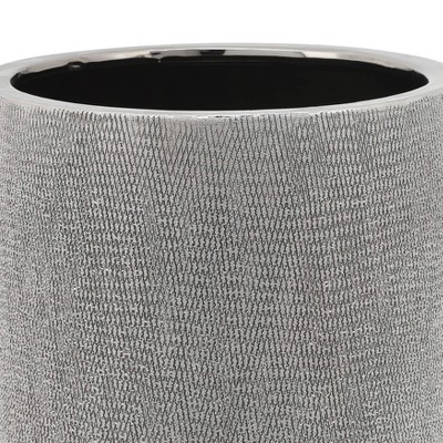 Set of 2 Silver Ceramic Footed Planter Pots