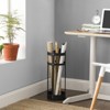 Steel Umbrella Stand with Drip Tray, 21.7 Inch Round Umbrella Holder with 4 Hooks, Freestanding Organizer for Entryway Office, Matte Black - 2 of 4