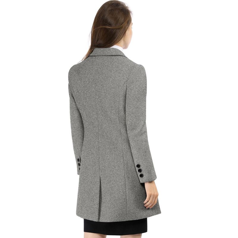Allegra K Women's Elegant Notched Lapel Double Breasted Long Sleeve Winter Overcoat, 5 of 7