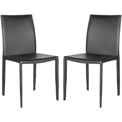 Karna Black Leather Upholstered Dining Side Chair Set