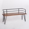 48" Rustic Industrial Ottoman Bench with Armrests for Outdoor Patio or Garden Seating -3irtyhousy - 3 of 4