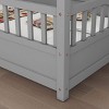 Streamdale Full Size Floor Wooden Bed with House Roof Frame, Fence Guardrails,Grey - 3 of 4