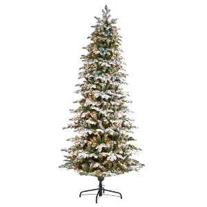Nearly Natural 8’ Flocked North Carolina Fir Prelit LED Artificial Christmas Tree - 1 of 1
