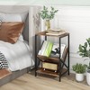 Tangkula Industrial Side Table 3-Tier End Table w/ V-Shaped Magazine Holder Rustic Brown - 2 of 4