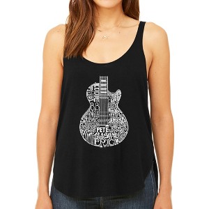 LA Pop Art Women's Premium Word Art Flowy Tank Top - Rock Guitar Head - 1 of 4