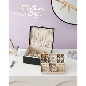 2-Tier Jewelry Organizer Box with Removable Tray & Floating Design - Compact 8.1x9.4x4.3 Inch Gift for Women - 1 of 4
