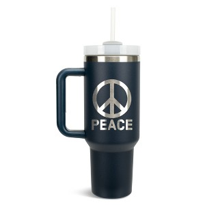 100 North Peace Symbol Love & Kindness Wrap-Around 40 Oz. Stainless Steel Water Bottle Coffee Mug, Spill & Leak Resistant, Travel Tumbler with Handle, - 1 of 4