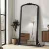 Lirago Arch Solid Wood Mirror Ornate Mirror Wall Mirror Retro Mirror with Carved Frame 67x28 Black - 2 of 4