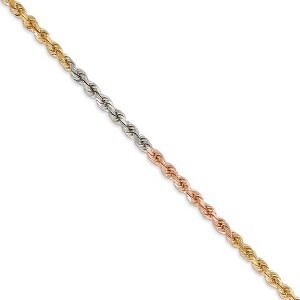 Black Bow Jewelry 2.9mm, 14k Tri-Color Gold, D/C Solid Rope Chain Necklace - 1 of 4