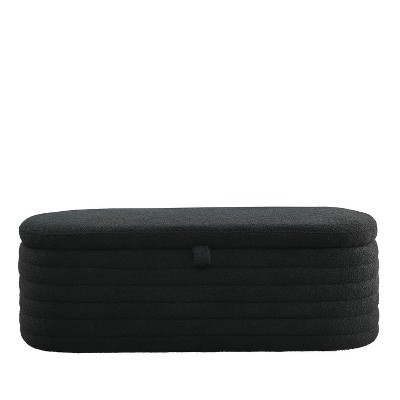 TiramisuBest 59.0" Storage Bench with Cotton Linen Grey - Storage Grey Fabric