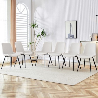 NicBex Dining Chairs with Backrest & Black Metal Legs,Armless Chairs with Curved Wide Seat for Kitchen,Living Room