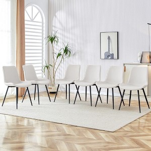 PAGED Dining Chairs with Backrest & Black Metal Legs,Armless Chairs with Curved Wide Seat for Kitchen,Living Room - 1 of 4