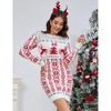 Women's Ugly Christmas Sweater Long Sleeve Round Neck Slim Mini Dress - 4 of 4