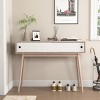 GlasFlength Console Tables Modern Entryway Storage Table with Sliding Doors and Wooden Legs for Living Room Hallway, Beige, 39.4"*13.77"*29.52" - 2 of 4