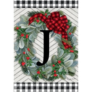 Briarwood Lane Winter Garden Flag 12x18 For Outdoor Winter Wreath Monogram Letter J For Winter Garden Flag Flags For Outside - 1 of 4